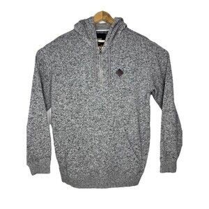 Vans Hoodie White/Gray Heathered 1/4 Zip Fleece Pullover Sweatshirt Mens Medium